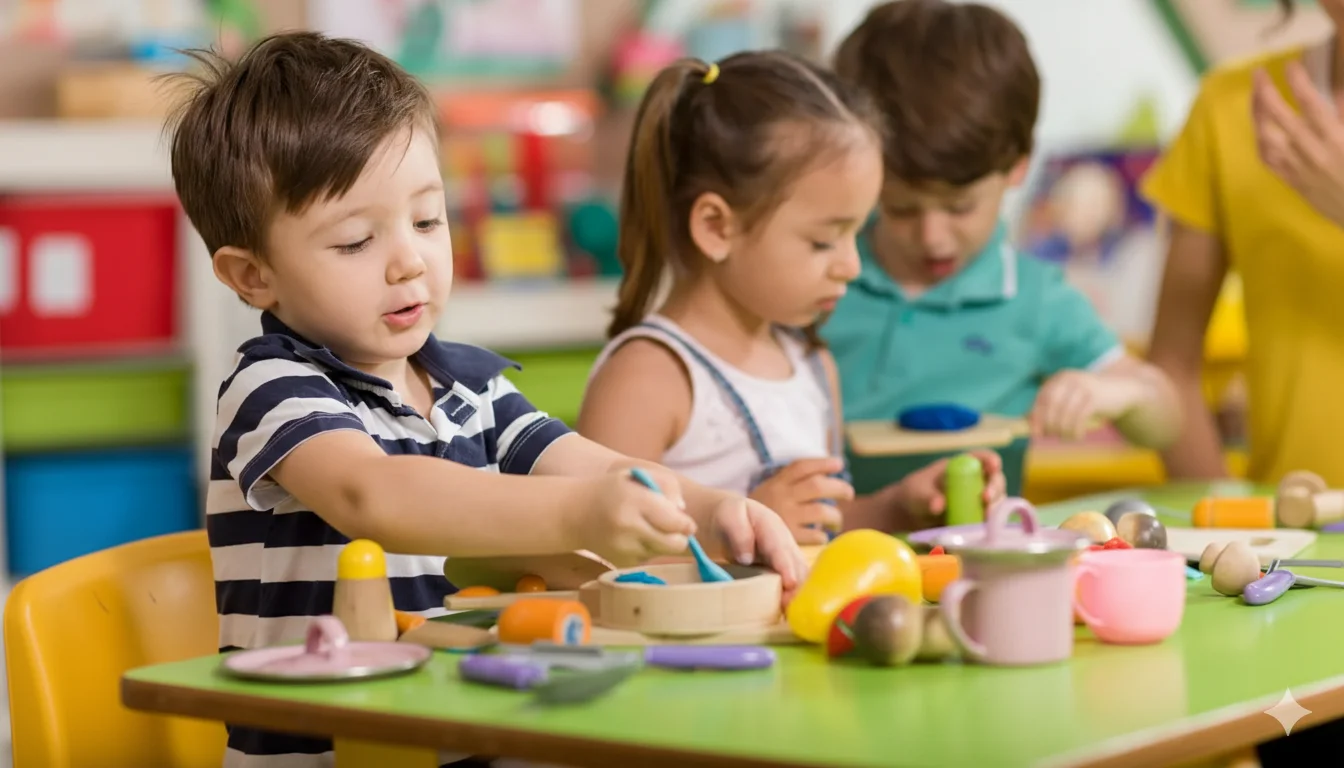 Niños jugando y aprendiendo a través del juego en su desarrollo infantil